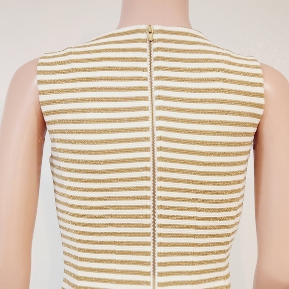 Lilly Pulitzer Brielle Gold Cameo White Ottoman Stripe Fit Flare Dress Size: XS - Picture 11 of 16